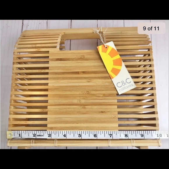 C&C California Bamboo Handbag Open Top Rectangle nwt - Picture 6 of 7